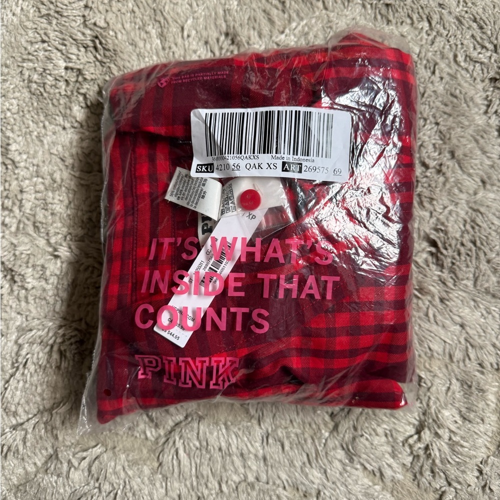 Victoria’s Secret red plaid pajama long sleeve shirt XS